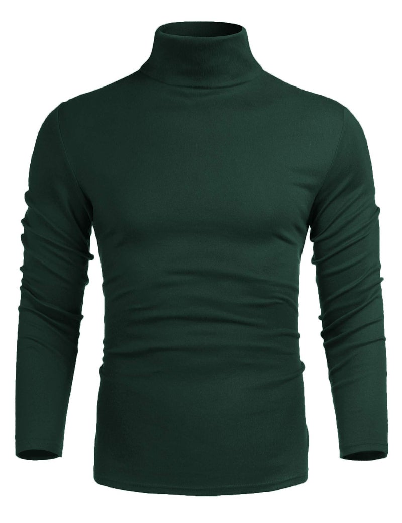 Poriff Mens Fashion Slim Fit Crew Neck Lightweight Pullover Sweater Basic Tops Green L - Image 2